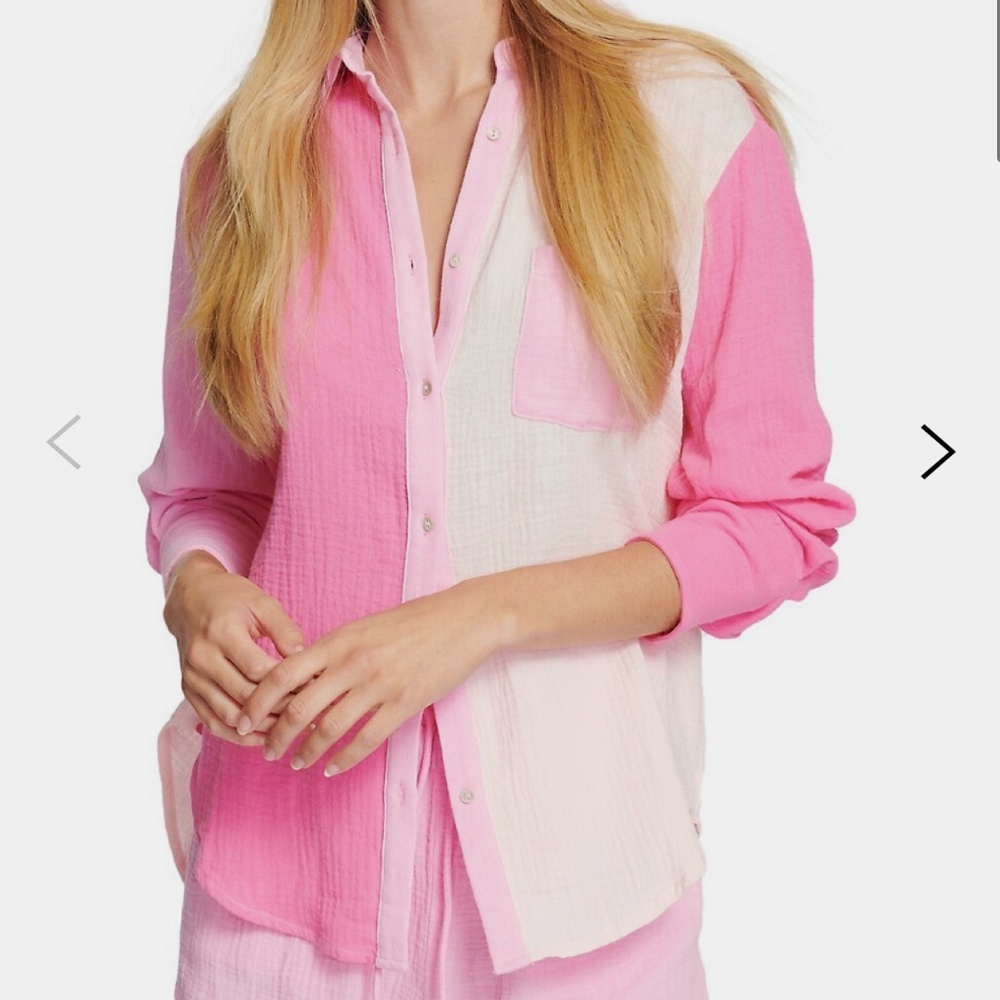 RAILS - Pink Colour Block shirt - L